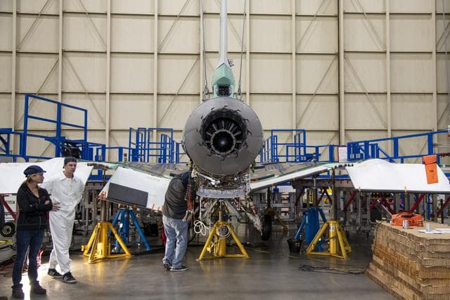 NASA image: Engine Installed on NASAâ€™s X-59 Experimental Aircraft