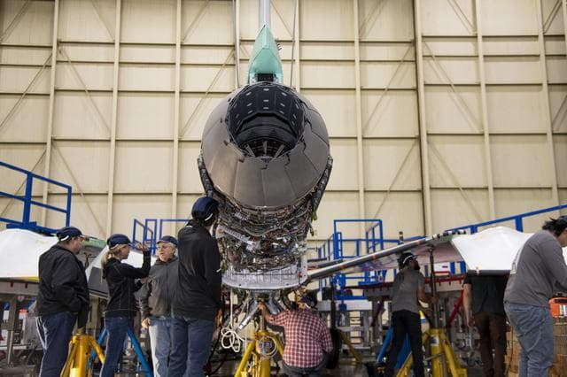 NASA image: Engine Installed on NASAâ€™s X-59 Experimental Aircraft