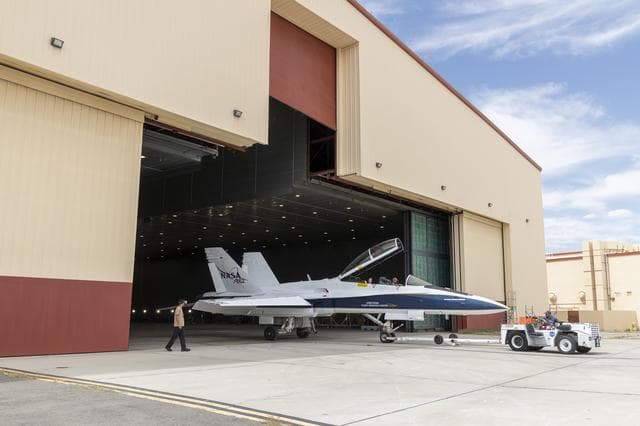 NASA image: F-18 N862NA in Air Force Paint Barn