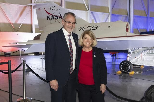NASA image: NASA’s Deputy and Associate Administrators with the Unveiled X-59