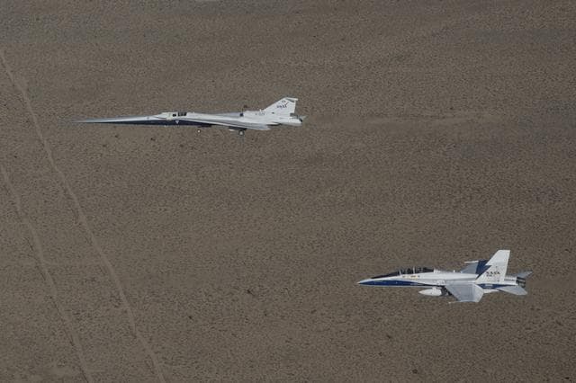 NASA image: NASA’s X-59 in Flight with F/A-18 Research Aircraft Monitoring