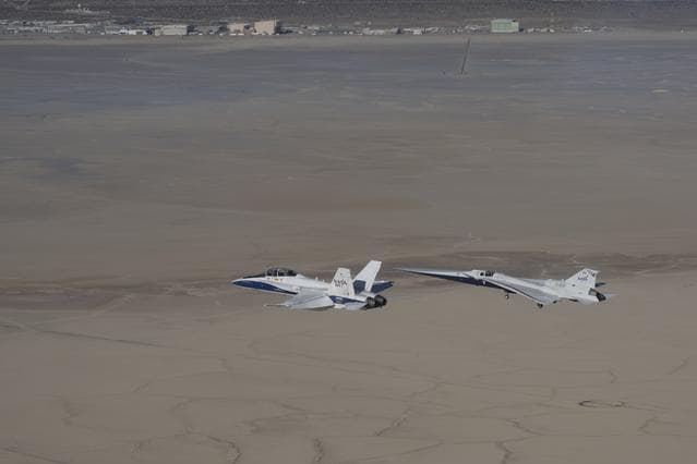 NASA image: NASA’s X-59 in Flight with F/A-18 Research Aircraft Monitoring