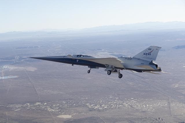 NASA image: NASA’s X-59 in Flight Above the Mojave Desert