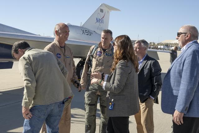 NASA image: NASA Leadership Gather Around X-59 After First Flight