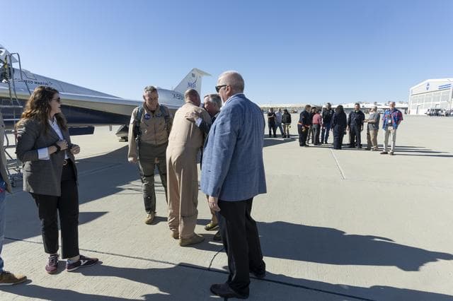 NASA image: NASA Leadership Gather Around X-59 After First Flight