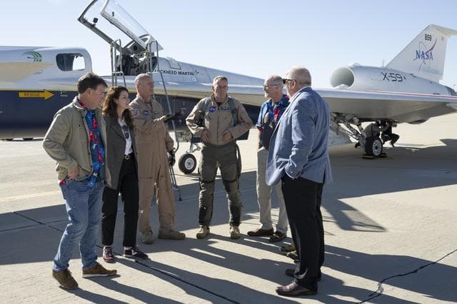 NASA image: NASA Leadership Gather Around X-59 After First Flight