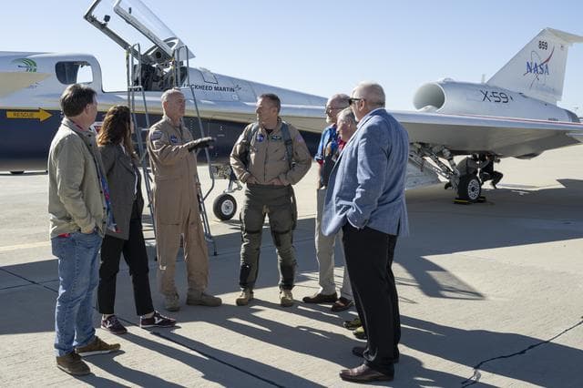 NASA image: NASA Leadership Gather Around X-59 After First Flight