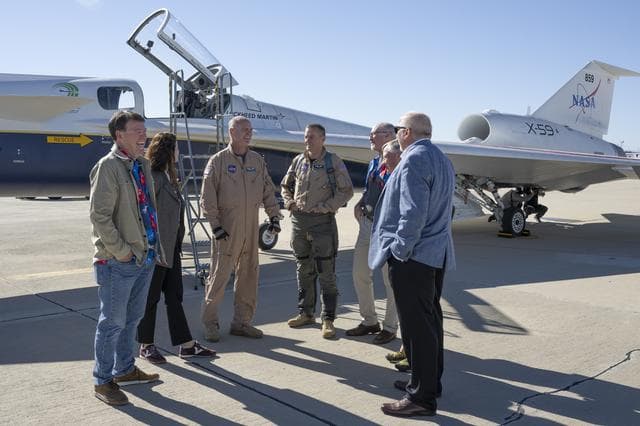 NASA image: NASA Leadership Gather Around X-59 After First Flight