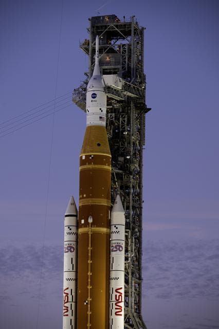 NASA image:  SLS at the pad