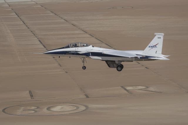NASA image: NASA’s Crossflow Attenuated Natural Laminar Flow (CATNLF) Project Tests Model Wing on F-15