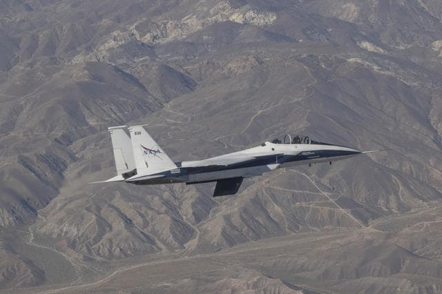 NASA image: NASA’s Crossflow Attenuated Natural Laminar Flow (CATNLF) Project Tests Model Wing on F-15