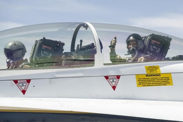 NASA image: Sarah D'Souza Administrator Award F-18 Flight