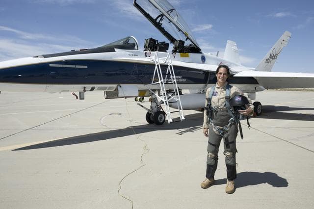 NASA image: Sarah D'Souza Administrator Award F-18 Flight