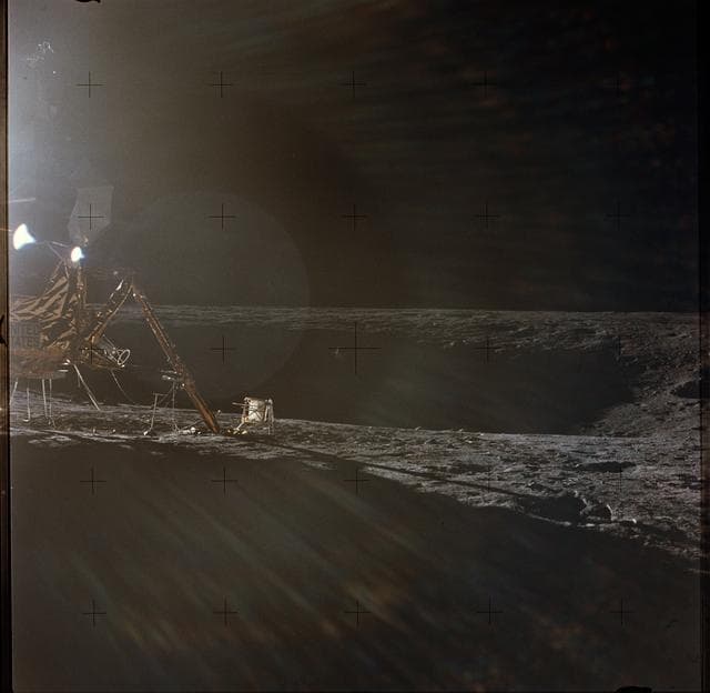 NASA image: Apollo 12 Mission image - Lunar surface near lunar module 