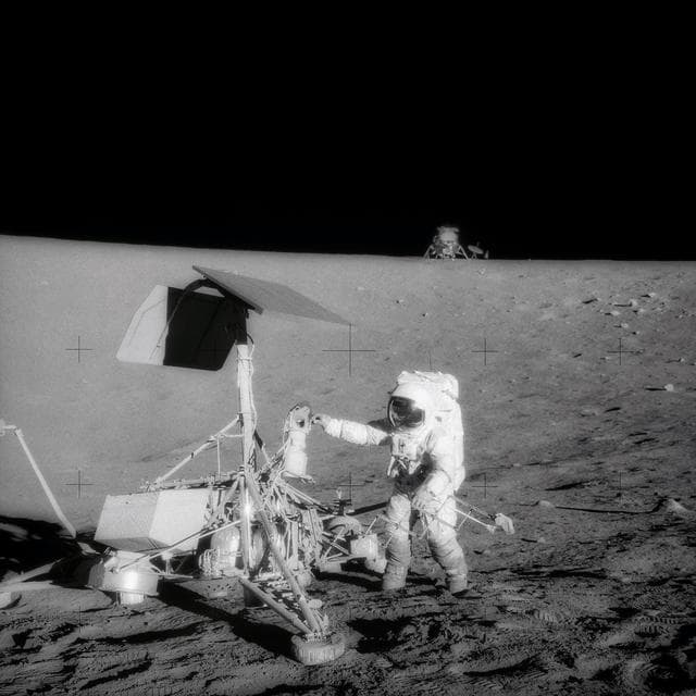 NASA image: View of two U.S. spacecraft on the surface of the moon
