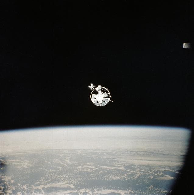 American Apollo spacecraft as seen from Soviet Soyuz spacecraft in orbit
