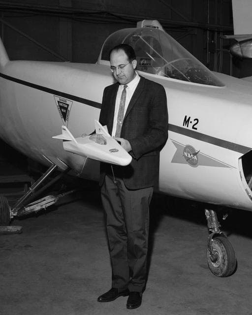 NASA image: Dale Reed with model in front of M2-F1
