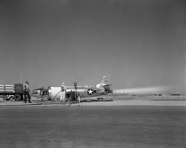 NASA image: X-1B engine run on Air Force thrust stand