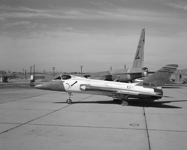 F5D Skylancer NASA 212 modified as the X-20 Dyna-Soar vision field simulator.