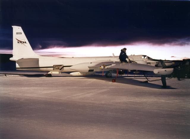 NASA image: ER-2 #809 during fueling for first flight in Kiruna, Sweden prior to the SAGE III Ozone Loss and Validation Experiment (SOLVE)