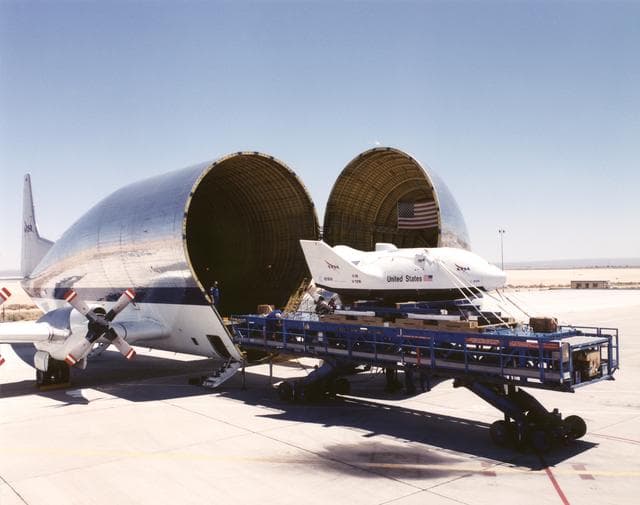 NASA image: The X-38 vehicle #131R arrives at NASA Dryden Flight Research Center