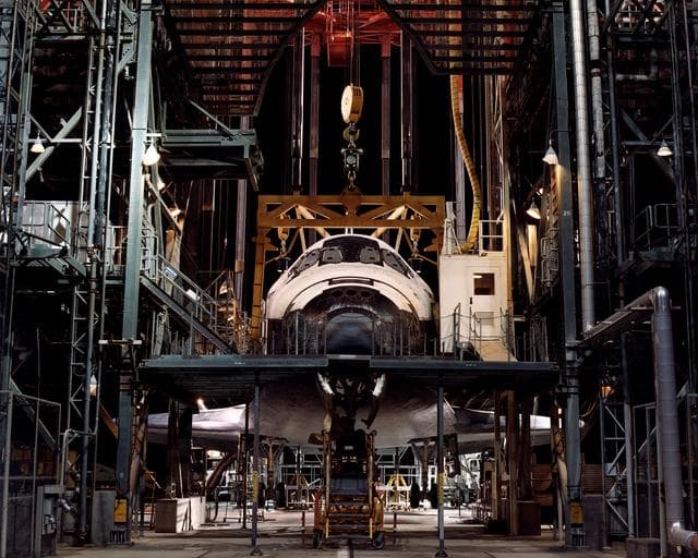 NASA image: STS-92 - Orbiter in Mate-Demate Device (MDD) - closeup view from front