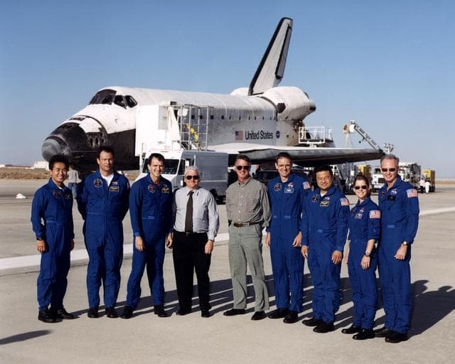 NASA image: STS-92 - Crew with Dryden Director Kevin Petersen and Deputy Director Wally Saywer