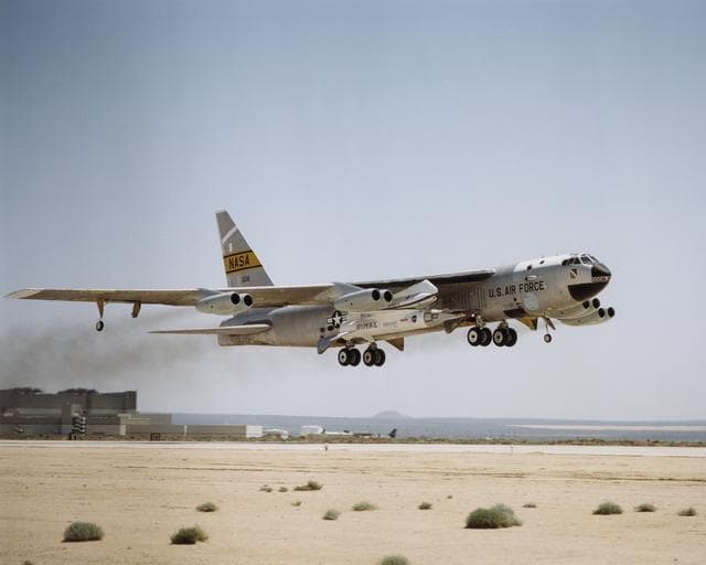 NASA image: B-52/Pegasus with X-43A departing on first captive flight
