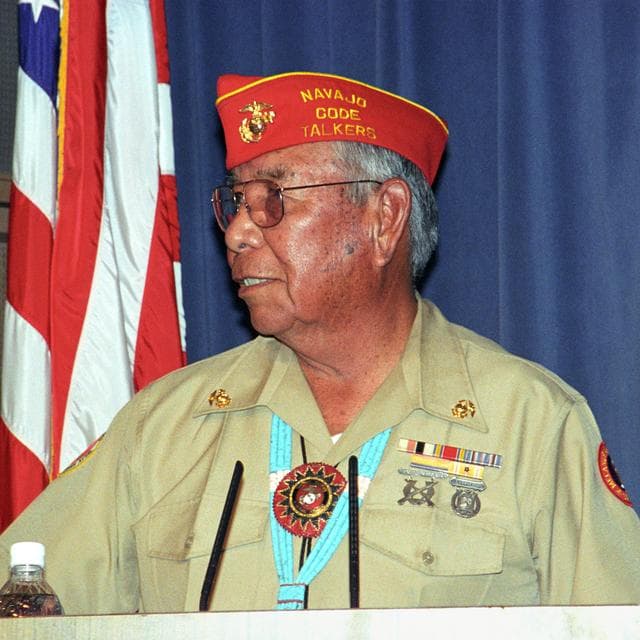 NASA image: Navajo Code Talker Joe Morris, Sr. shared insights from his time as a secret World War Two messenger with his audience at NASA's Dryden Flight Research Center