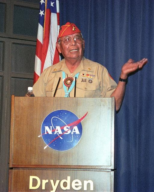 NASA image: Navajo Code Talker Joe Morris, Sr. shared insights from his time as a secret World War Two messenger with his audience at NASA's Dryden Flight Research Center