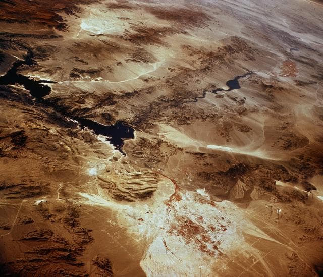 Southwestern US, with Las Vegas, NV in foreground, taken by X-15 Hycon HR-236 Camera during flt. 2-39-70 on June 27, 1965