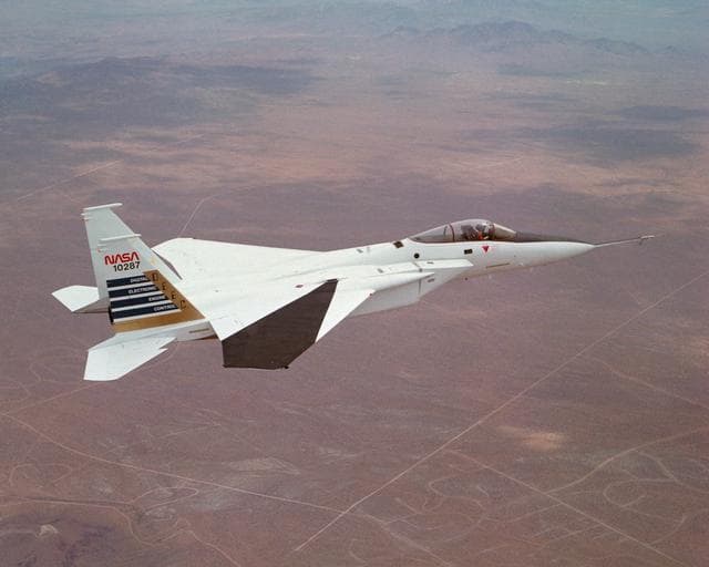 NASA image: Digital Electronic Engine Control F-15A #287 in flight over California City, CA.
