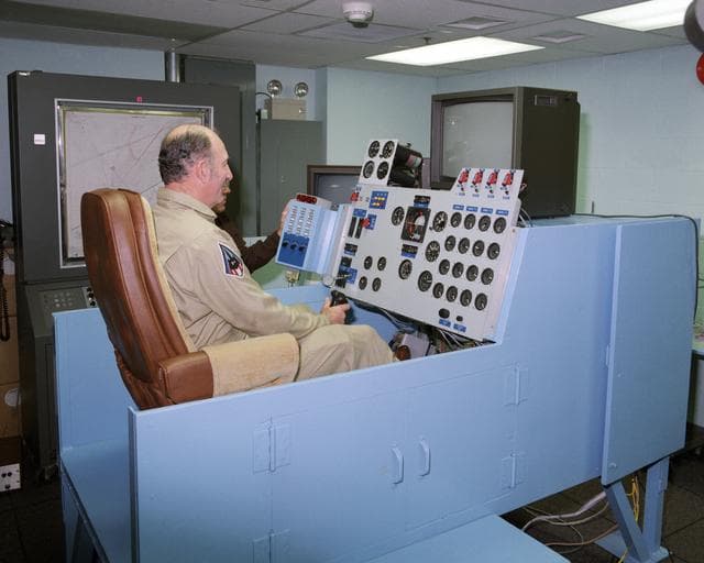 NASA image: Pilot Fitz Fulton in CID (Controlled Impact Demonstration) Simulator