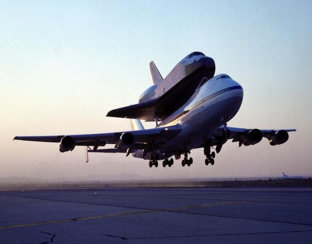 NASA image: Shuttle Endeavour Mated to 747 SCA Takeoff for Delivery to Kennedy Space Center, Florida
