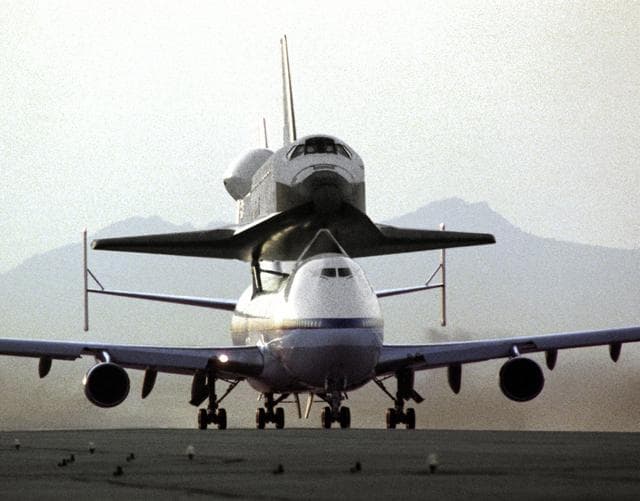 NASA image: Shuttle Endeavour Mated to 747 SCA Taxi to Runway for Delivery to Kennedy Space Center, Florida