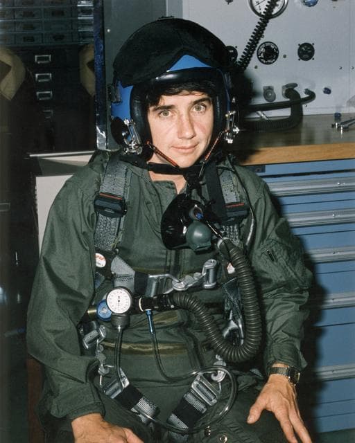 NASA image: NASA Dryden flight test engineer Marta Bohn-Meyer is suited up for a research flight in the F-16XL laminar-flow control experiment in this 1993 photo.