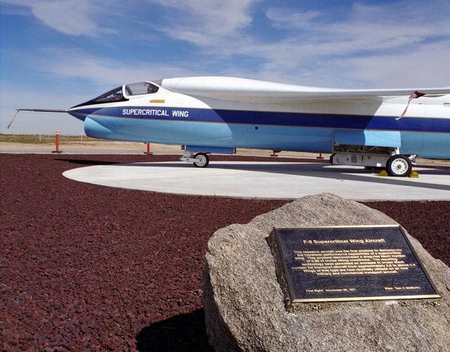 NASA image: F-8 SCW on display stand