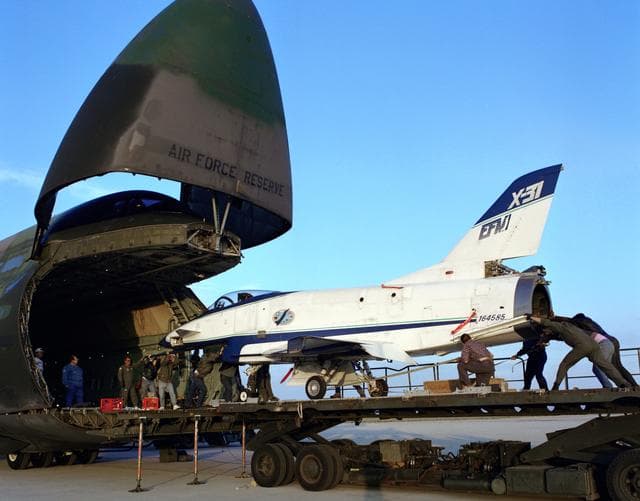 X-31 Being Loaded into C-5 Cargo Plane