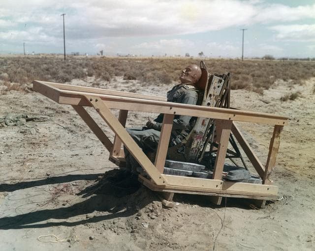 NASA image: M2-F1 ejection seat test at South Edwards