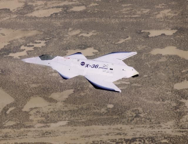 X-36 in Flight over Mojave Desert