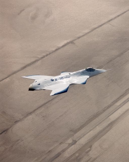 X-36 Tailless Fighter Agility Research Aircraft in flight