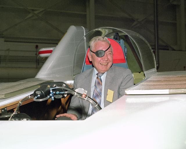 NASA image: NASA Pilot Bruce Peterson in the cockpit of the restored M2-F1 Lifting Body.