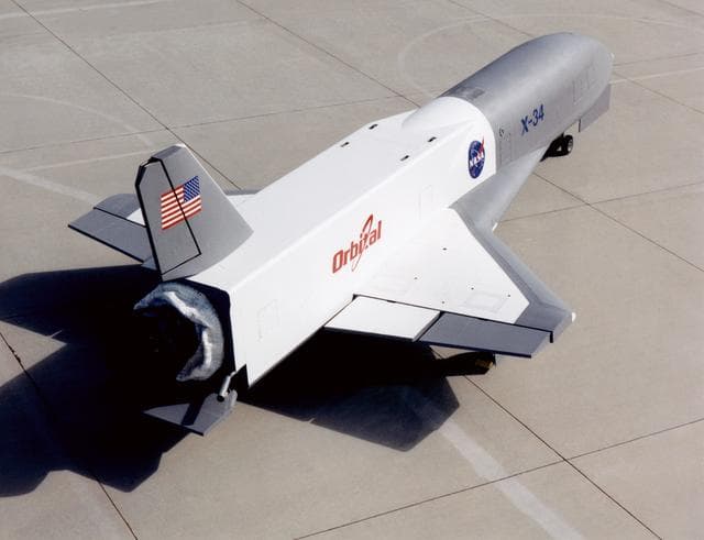 NASA image: X-34 Technology Testbed Demonstrator on NASA Dryden ramp