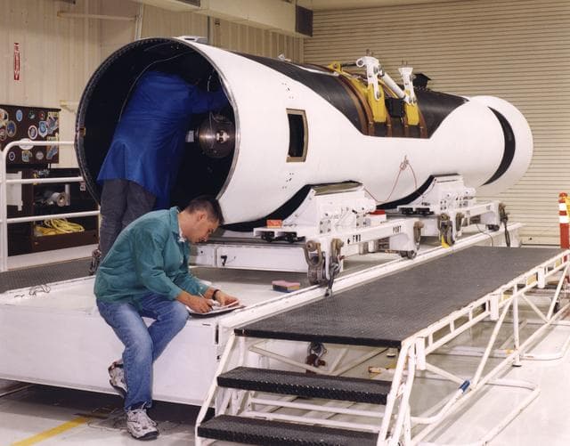 NASA image: Pegasus Rocket Booster Being Prepared for X-43A/Hyper-X Flight Test