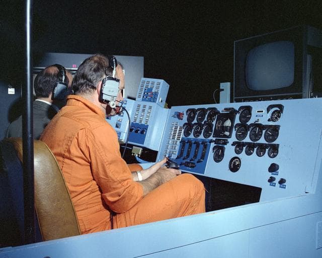 NASA image: Pilot Bill Dana in HiMAT cockpit