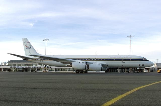 NASA image: NASA’s DC-8 aircraft prior to launch from Carlos Ibanez International Airport in Punta Arenas, Chile, during AirSAR 2004