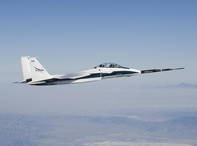 NASA image: NASA F-15B #836 in flight with Quiet Spike attached