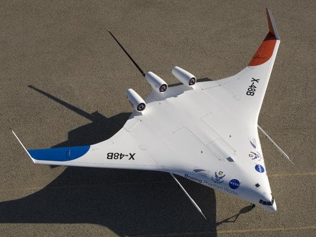 NASA image: X-48B Shows Off its Spin Parachute Tail Stinger