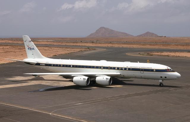 NASA image: NASA's DC-8 Flying Laboratory taxis up to the ramp at Sal Island's Amilcar Cabral International Airport after a science flight for the NAMMA mission