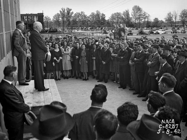 NASA image: George Lewis Addresses Staff during the Construction of the New Laboratory